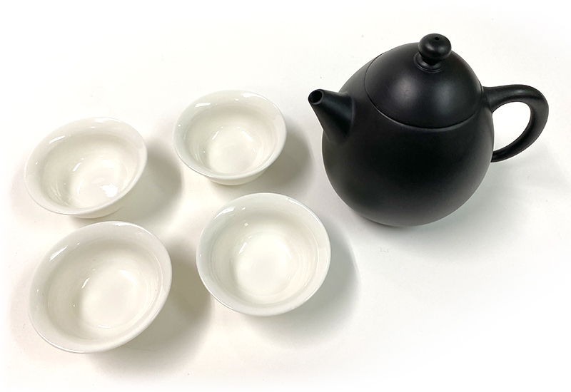 夾碳黑陶龍蛋壺組